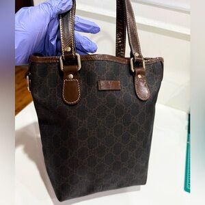 Gucci Dark Brown Monogram Bucket Bag